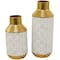Gold Metal Handmade Embossed Quatrefoil Vase with Gold Detailing Set of 2 16", 12"